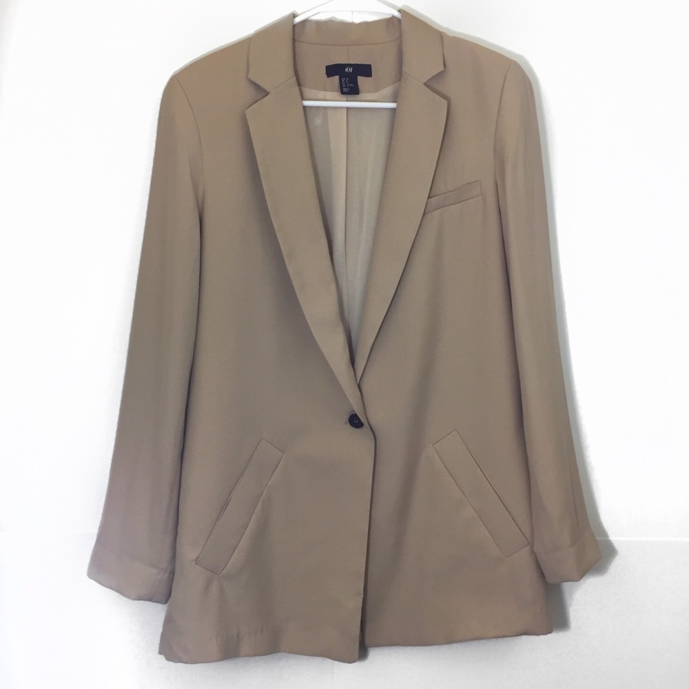 H&M Long Tan Boyfriend Blazer